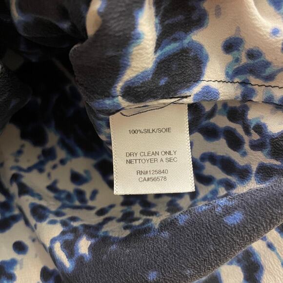 Rare Intermix Roxy Silk Romper S | Blue Abstract Print, Button Front, 100% Silk - Picture 6 of 7